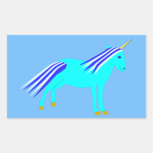 Cute Blue Pojke Unicorn Rektangulärt Klistermärke