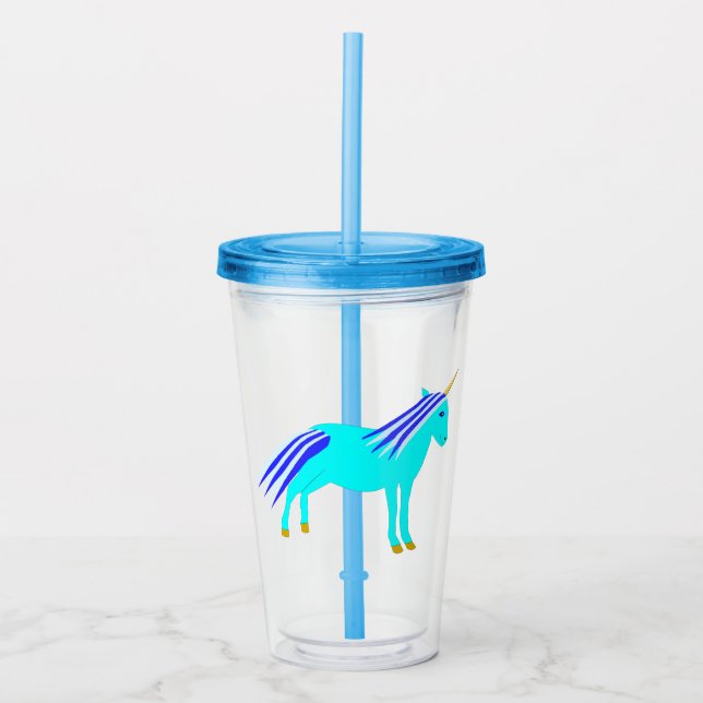 Cute Blue Pojke Unicorn Take Away Mugg (Framsida)