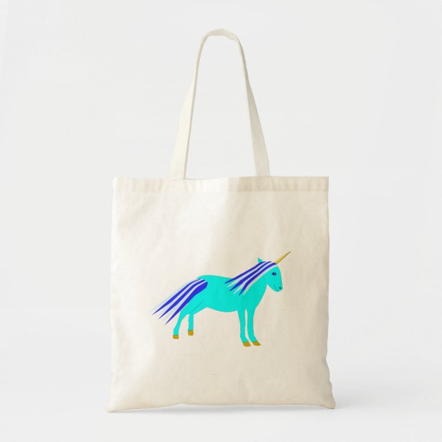 Cute Blue Pojke Unicorn Tygkasse (Framsidan)