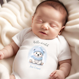 Cute Blue Polar Bear Namn Boy Baby Bodykostym T Shirt