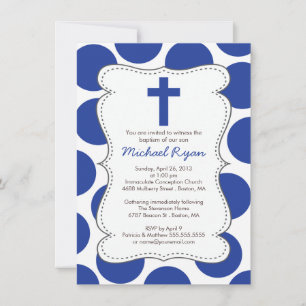 Cute Blue Polka dots Kor Baptism-inbjudan Inbjudningar