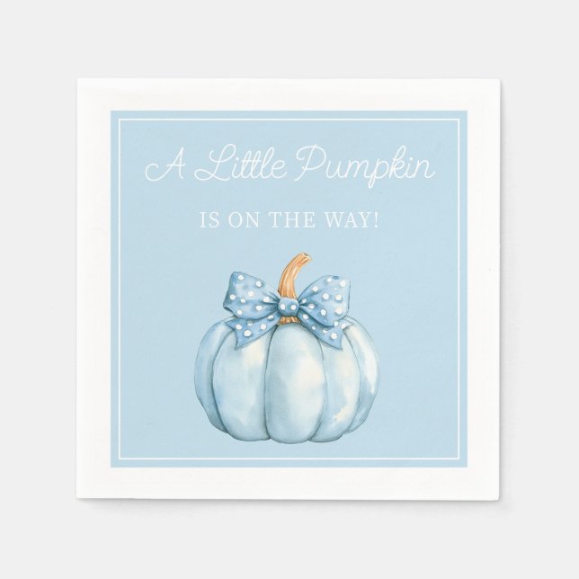 Cute Blue Pumpkin Boy Baby Shower Pappersservett (Framsidan)