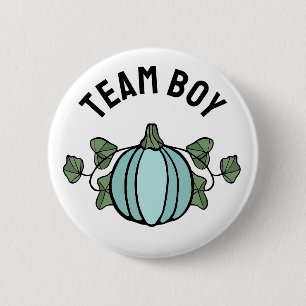 Cute Blue Pumpkin Team Boy Gender Reveal Knapp