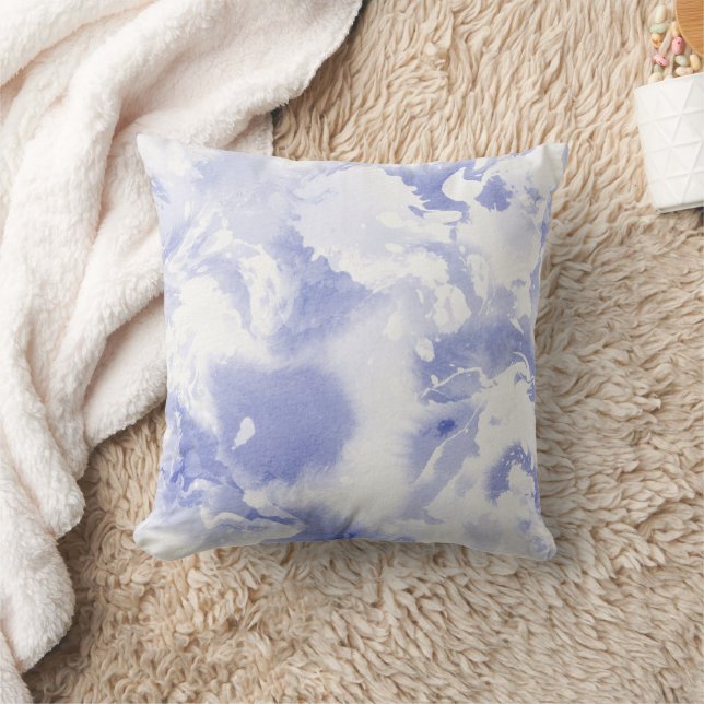 Cute Blue / Purple And White Abstract Pattern. Kudde (Filt)