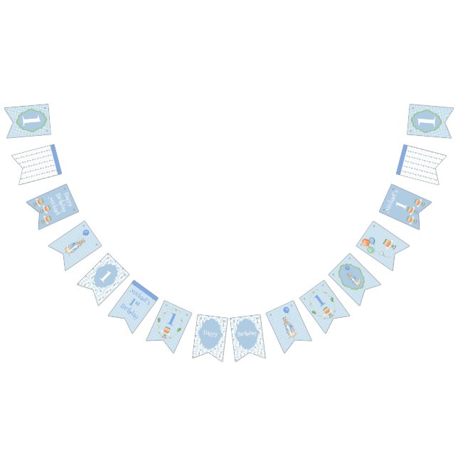 Cute Blue Rabbit One 1st 1 First Birday Vimplar (Alla)