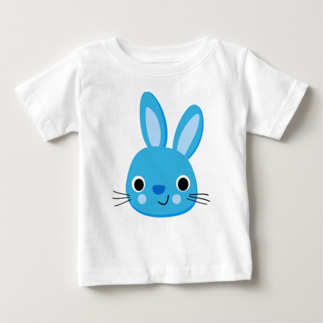Cute Blue Rabbit Pojke T-shirt (Framsida)