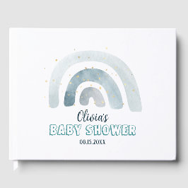 CUTE BLUE RAINBOW KIDS BABY SHOWER GÄSTBÖCKER