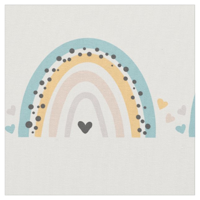 Cute Blue Rainbow Mönster Tyg (Närbild)