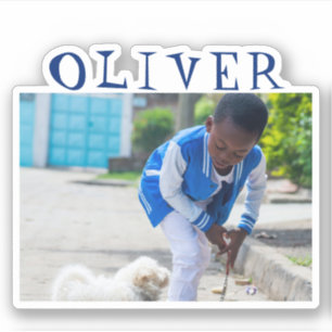 Cute Blue Ram Namn och Photo Kids Sticker Klistermärken