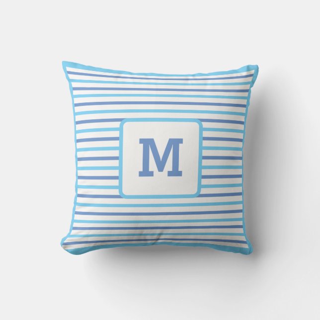 Cute Blue Rand Anpassningsbar - initial vit Thro Kudde (Framsida)