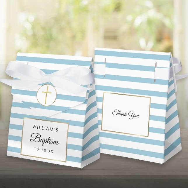 Cute Blue Rand-baptism - favoritruta för julklapp Presentaskar (Cute Blue Stripe Baptism Christening Favor Box)