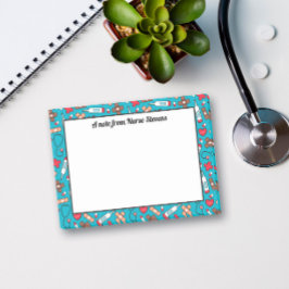 Cute Blue Red Mönster - A Note from the Nurse Post-it Block
