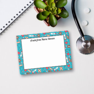 Cute Blue Red Mönster - A Note from the Nurse Post-it Block