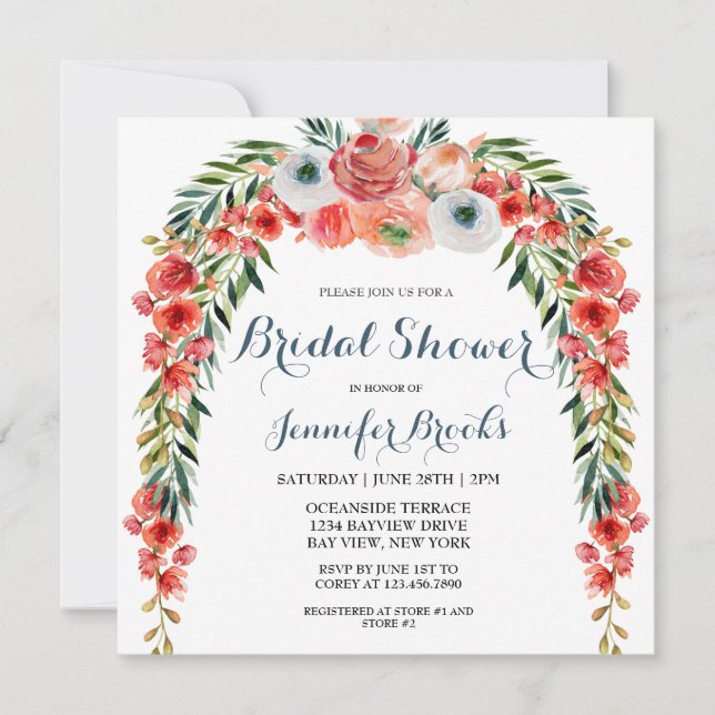 Cute Blue Retro Garden Blommigt Möhippa Inbjudningar (Framsida)