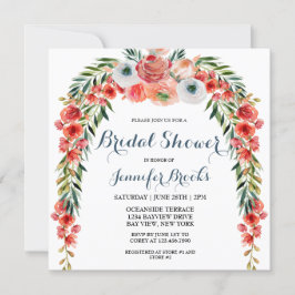 Cute Blue Retro Garden Blommigt Möhippa Inbjudningar