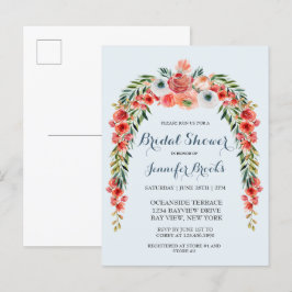 Cute Blue Retro Garden Blommigt Möhippa Invita Inbjudan Vykort