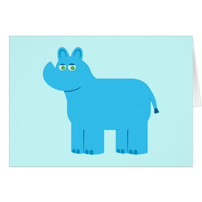 Cute Blue Rhino Hälsningskort (Framsidan Horizontal)