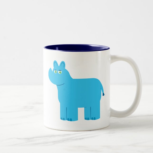 Cute Blue Rhino Två-Tonad Mugg (Höger)