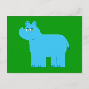 Cute Blue Rhino Vykort