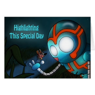 Cute Blue Robot Birthday Hälsningskort