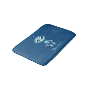 Cute Blue Robot Pojke Nursery Barn Room Badrumsmatta
