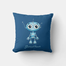 Cute Blue Robot Pojke Nursery Barn Room Kudde