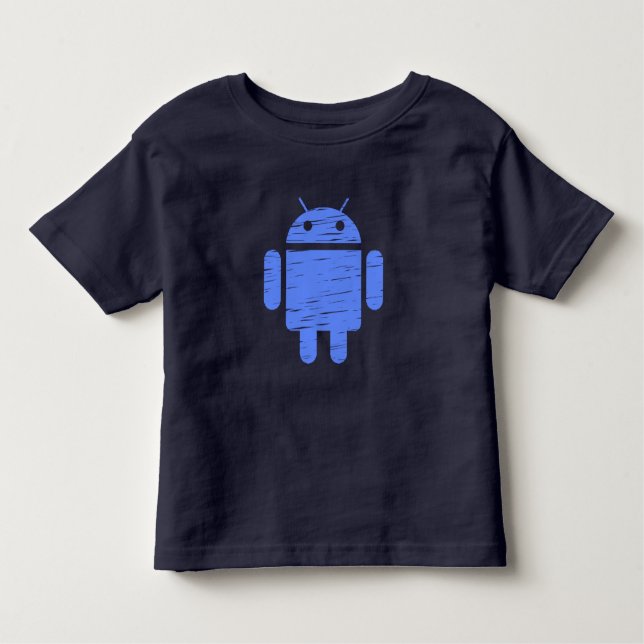 Cute Blue Robot Tee Shirt (Framsida)