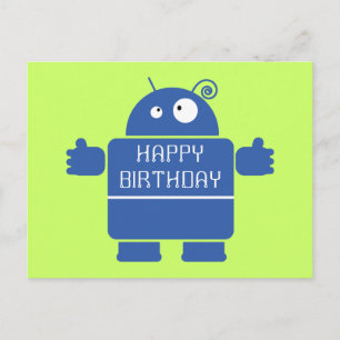 Cute Blue Robot-vykort Vykort