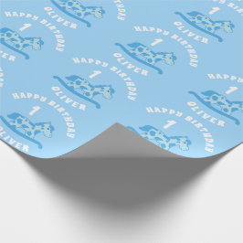 Cute Blue Rocking Horse Boy 1:a födelsedagen Presentpapper