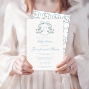 Cute Blue rocking horse Classic pojke dusch Inbjudningar