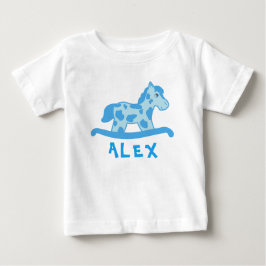 Cute Blue Rocking Horse Namn Pojke Tee