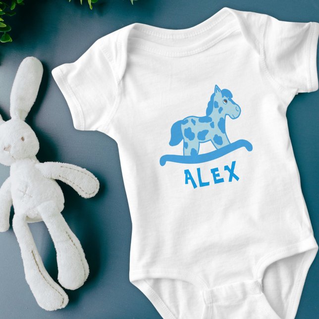 Cute Blue Rocking Horse Namn Tee Shirt (Skapare uppladdad)