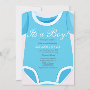 Cute Blue Romper Dess babydusch inbjudan