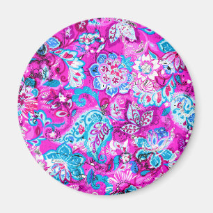 Cute Blue rosa blommor mönster Magnet