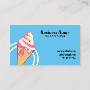 Cute Blue & Rosa Cone Sprinkles Ice Cream Shop Visitkort