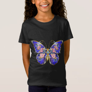 Cute Blue Rosa Guld Butterfly Blommigt Namn T Shirt