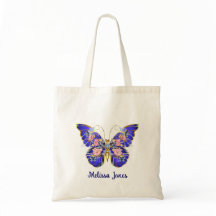 Cute Blue Rosa Guld Butterfly Blommigt Namn