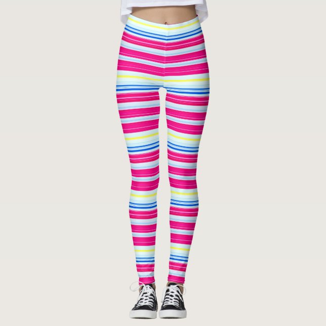 Cute Blue rosa rand Leggings (Framsida)