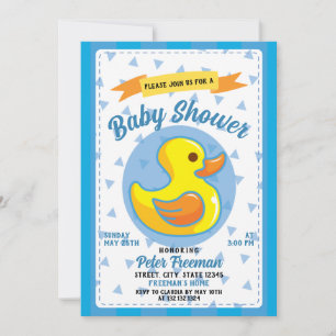 Cute Blue Rubber Anka Leksak Boy Shower Inbjudningar