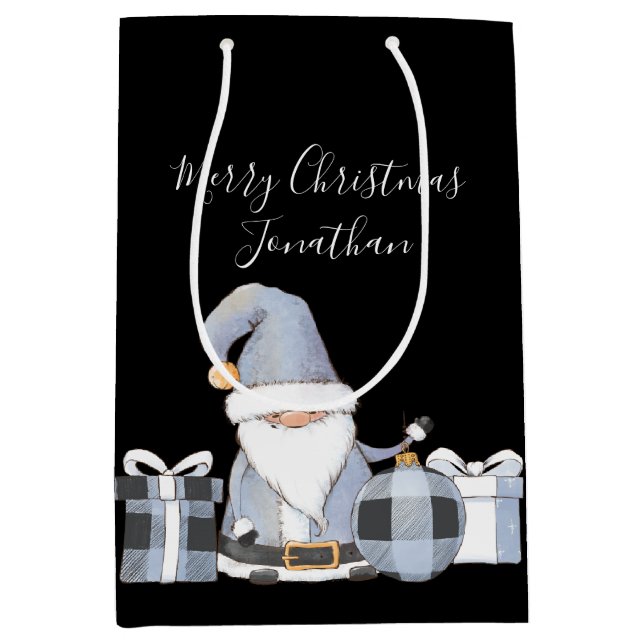 Cute Blue Santa Gnome med gåvor (Framsidan)