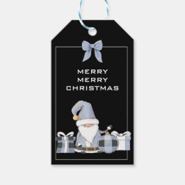 Cute Blue Santa Gnome med Gifts-Märkre Presentetikett