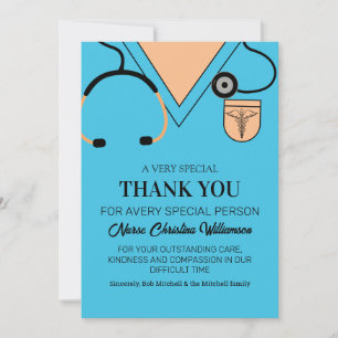 Cute Blue Scrubs Nurse - tack för ditt kort