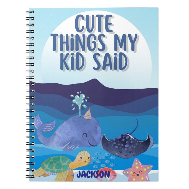 Cute Blue sea fiskar Sak My Kid Said Anpassningsba Anteckningsbok (Framsidan)