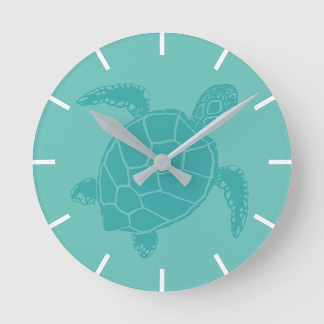 Cute Blue Sea Turtle Rund Klocka (Framsida)