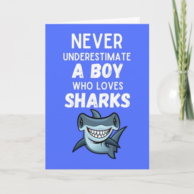 Cute Blue Shark Cards For Baby Boy Ocean Lover Kid Kort (Framsida)