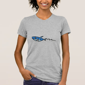 Cute Blue Shark Cartoon T-Shirt – Minimalist Ocean