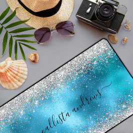 Cute Blue silver faux glitter