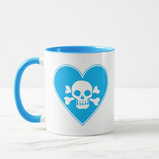 Cute Blue Skull i hjärtat Mugg (Vänster)