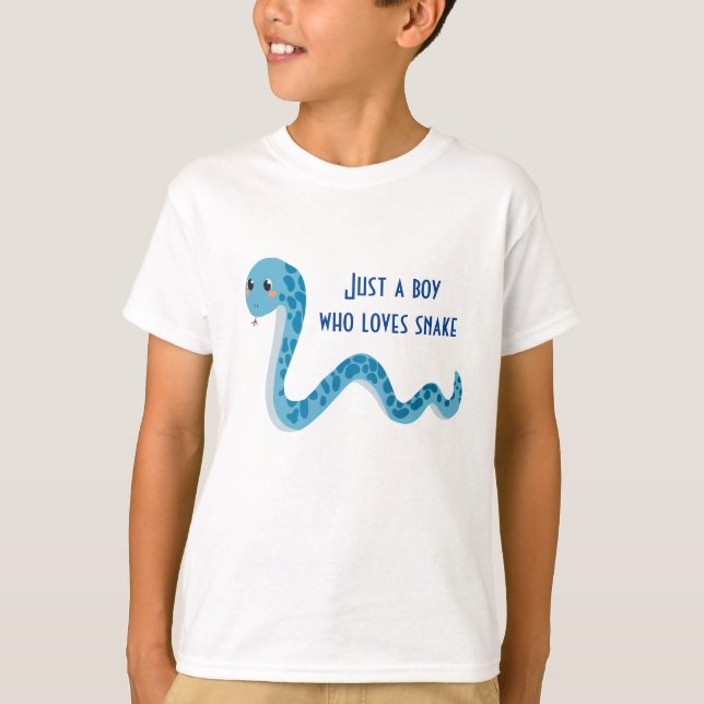 Cute Blue Snake t-Shirt-för barn T Shirt (Framsida)