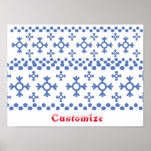 Cute Blue Snöflingor Mönster Thunder_Cove Poster